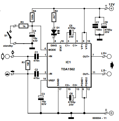 Click vào ảnh để xem ảnh lớn hơn. 

Name:	TDA1562Q amplifier circuit.png 
Views:	203 
Size:	39.4 KB 
ID:	33878
